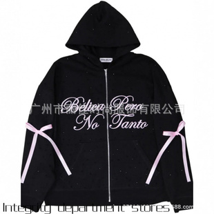 Sweatshirt Casual Fitted Fit Jacket秋冬烫钻蝴蝶结卫衣 Loose