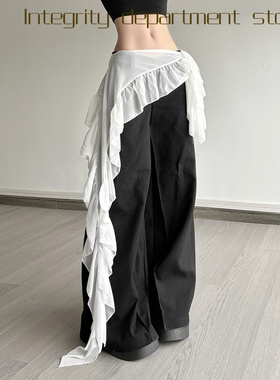 Sexy lace patchwork slim fit dress风荷叶边装饰不对称百搭修身