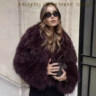 coat cotton loose collar jacket秋冬百搭皮草卷 stand Casual