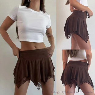 dress时尚 Tropical vacation casual 短裙纯色百褶蕾丝内 printed