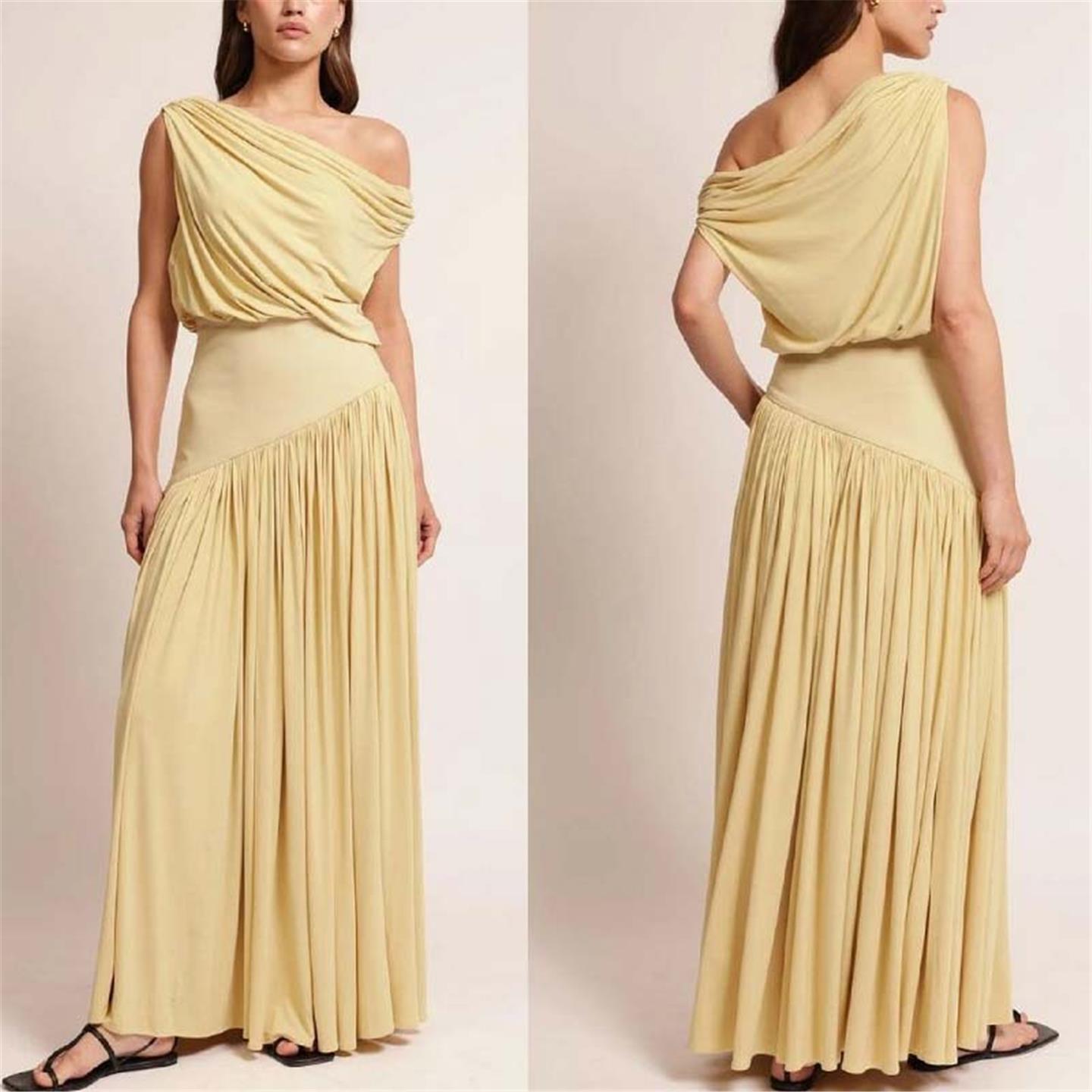Printed strapless sleeveless slim sexy dress优雅斜领露肩收腰