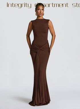 Deep V lace perspective sexy slim fit dress f秋季纯色无袖飘