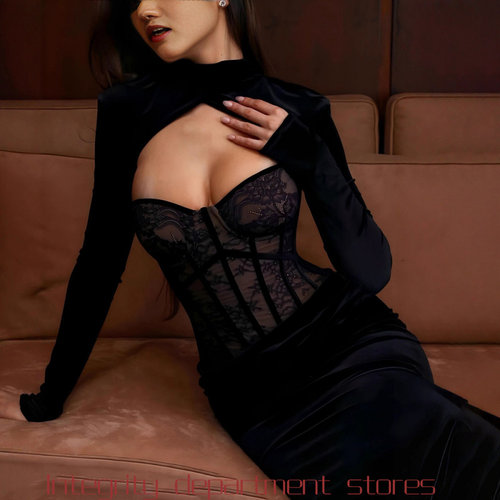 BraidedlaceruffledV-neckslim-f