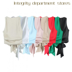 stand loose collar cotton 露背性 Casual jacket圆领无袖 coat