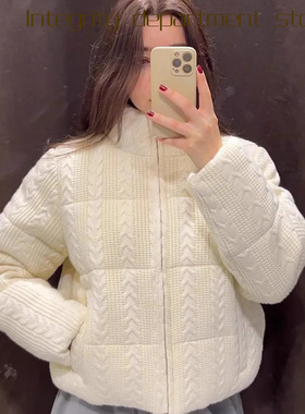 Casual coat, loose stand collar cotton jacket爆款风秋冬针织