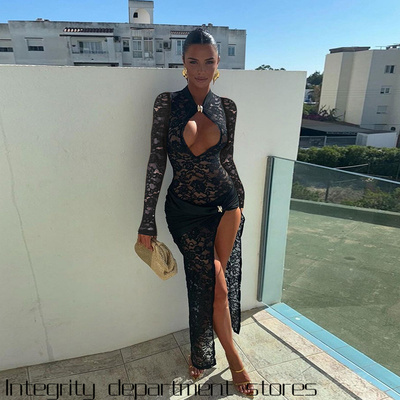 LaceSplitStrapsSexyDress性感蕾
