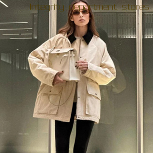 coat cotton loose collar jacket秋冬休闲三色棉 stand Casual