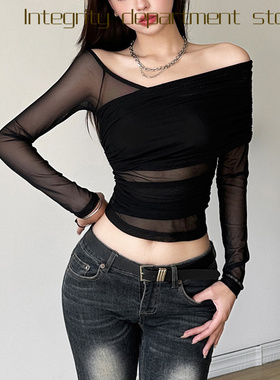 Sexy lace patchwork slim fit dress秋季风性感辣妹个性小众修身