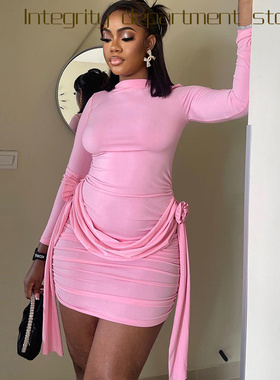 Printed sleeveless sexy suspender dress风纯色连衣裙圆领长袖