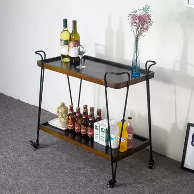 Direct selling European-style wrought iron dining car mobile trolley hotel wine and tea truck multifunctional storage rack seasoning tank rack