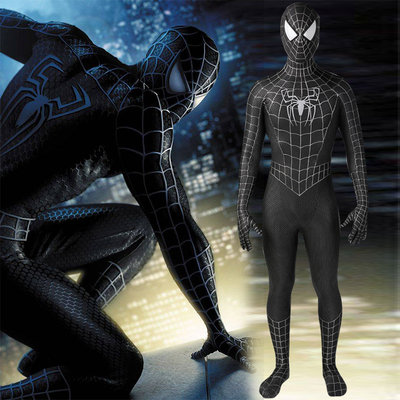 动漫展黑色蜘蛛侠3紧身衣coslay服大人Spiderman连体衣儿童可定制