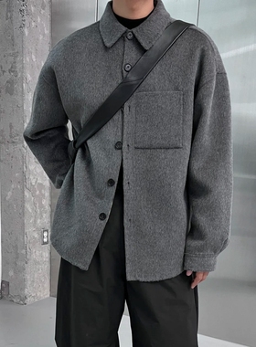 THE ROW灰色绵羊毛羊绒衬衣纽扣外套南方小外套男女静奢老钱简约