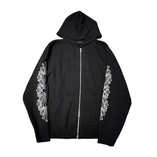 梵文花臂拉链连帽衫 925镀银经典 毛衣外套男女秋冬 CH新款 山羊绒