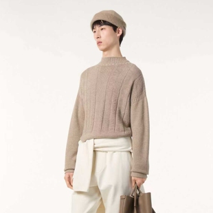 LP Tyne羊绒羊毛混纺半高领提花毛衣男女秋冬保暖软糯老钱慵懒风