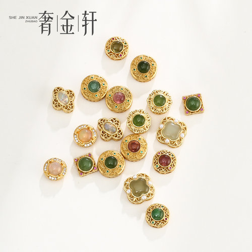 纯银和田玉碧玉串珠手链idy配件