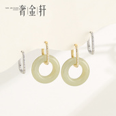 平安环翡翠甜甜圈耳环配件纯银平安扣万能耳扣18K金扣耳钩diy配饰
