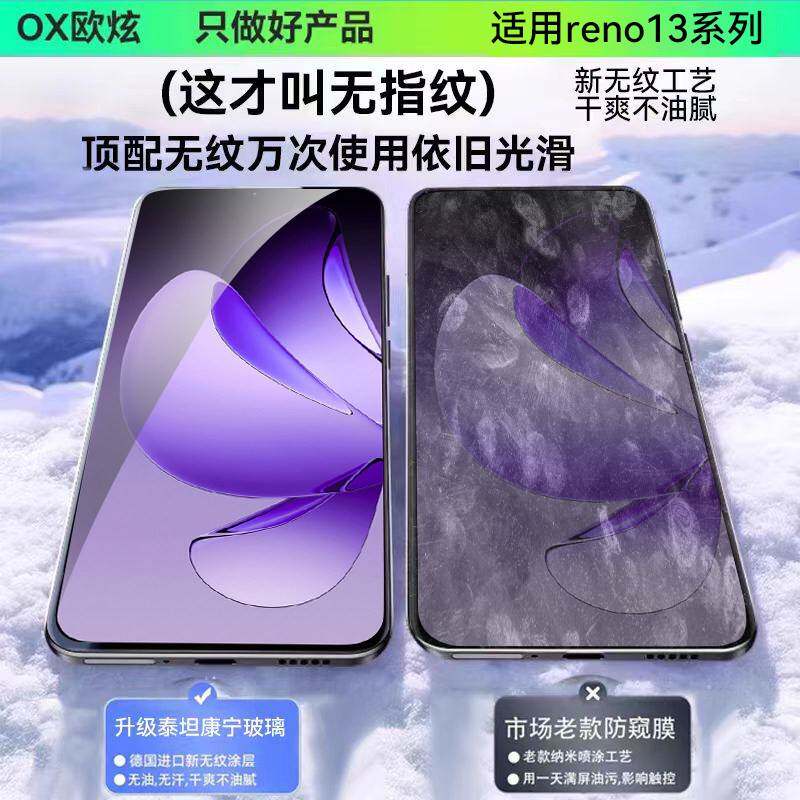德国青果老黄【泰坦1康宁玻璃】适用OPPOreno3/14钢化膜re4pro手机保护膜re防no13pro无尘仓窥por新款十保护a