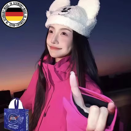德国Diverse玫红冲锋衣女2025新款好看防水登山外套滑雪夹克定制