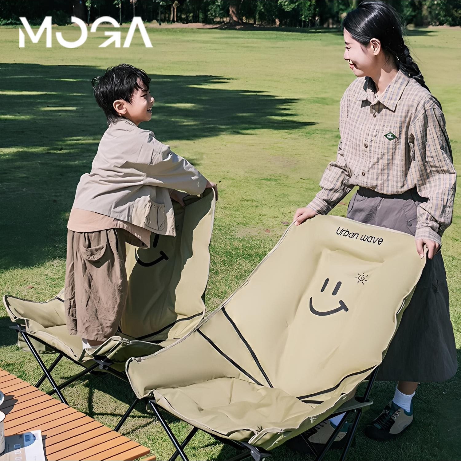 德国月亮椅加棉躺椅秋冬季户外折叠椅便携野餐桌椅沙滩椅露营椅子