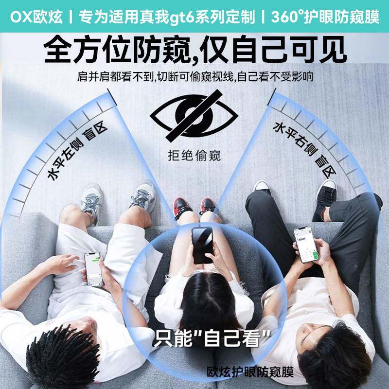 德国青果老黄【360°护眼防窥康宁膜】适用真g我te7pro防窥钢化膜reealmegtno6手机膜gt5se新款no5保护解锁全