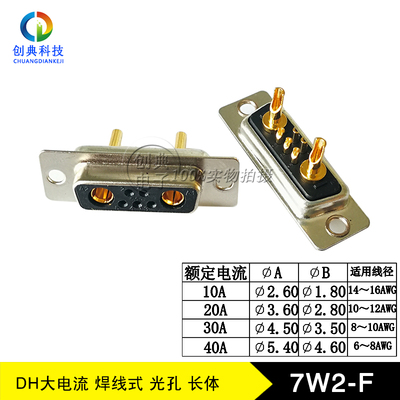 大电流7W2F实芯车针焊线式D-SUB