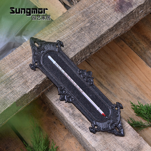 Sungmor欧式宫廷风铸铁温度计 创意家居壁挂饰品 庭院花园测温计