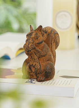 sungmor 锈色铸铁动物摆件松鼠兔子户外庭院园艺花园杂货装饰