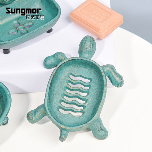 Sungmor 复古铸铁乌龟装饰肥皂盒创意收纳盒浴室花园庭院欧式风格 - 封面