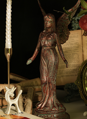 sungmor 天使摆饰家居装饰铸铁工艺品复古铸铁手拉手天使翅膀摆件