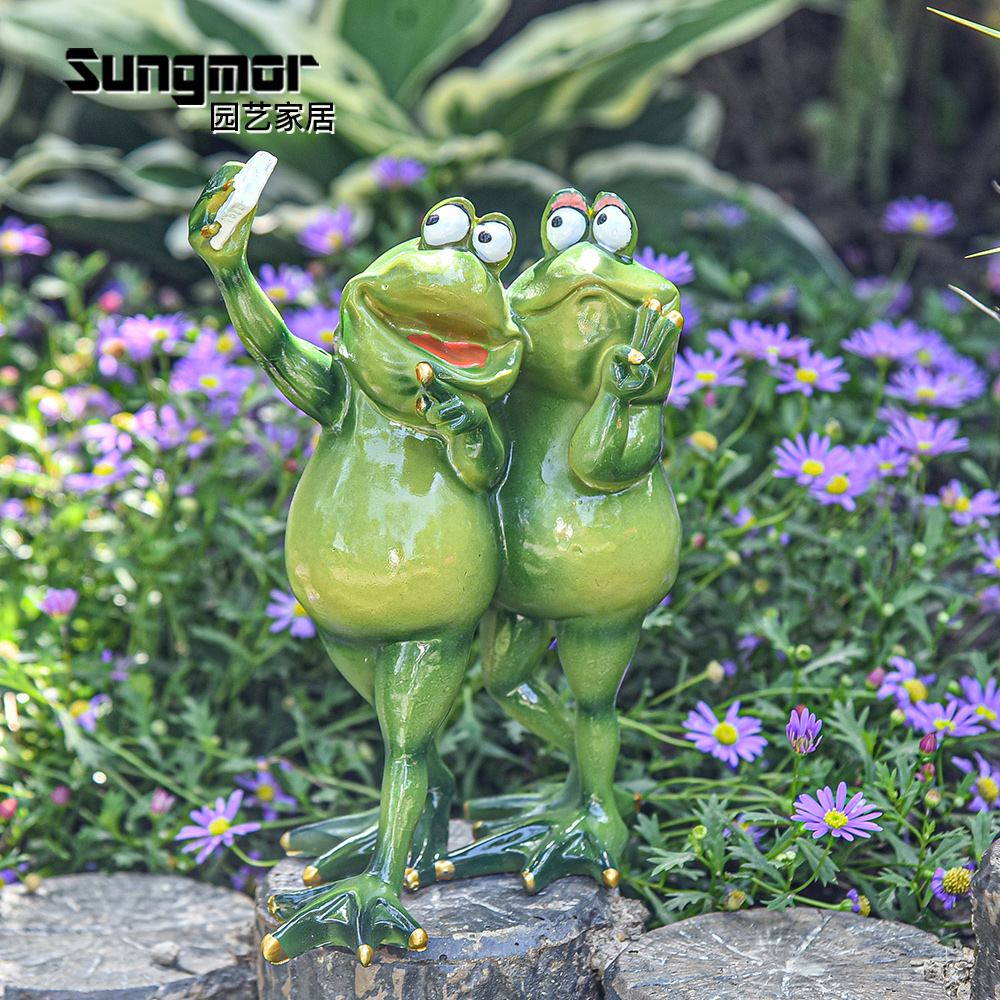 sungmor 微瑕树脂青蛙摆件处理链接家居办公室创意动物装饰品节日
