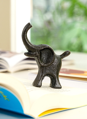 sungmor 铸铁动物摆件大象独角兽书房镇纸桌面装饰铁艺中古侘寂风