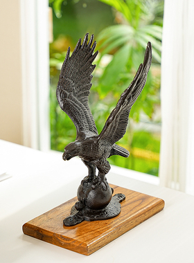 sungmor 铸铁老鹰摆件家居装饰艺术动物造型展翅铁艺室内桌面摆件