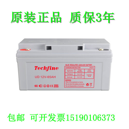 TECHFINE蓄电池UD12V-65AH 电梯/船舶/直流屏/铁路/设备电源 电瓶