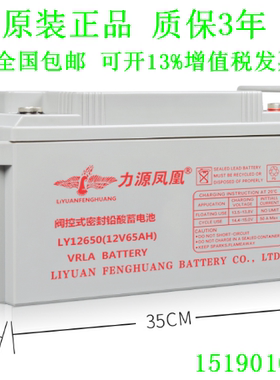 正品力源凤凰蓄电池LY12650 (12V65Ah)免维护直流屏UPS电源电瓶