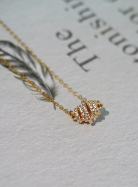 镀金镶嵌锆石ins螺旋锁骨链