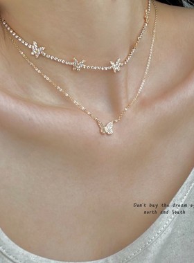 蝴蝶百搭小众个性项链锆石ins