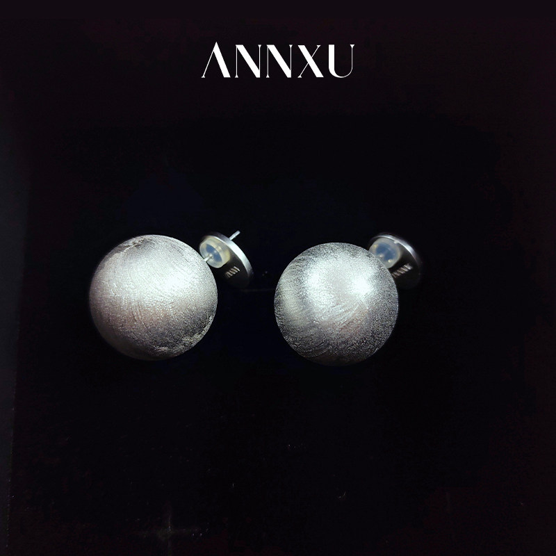 ANNXU幻系列拉丝银色珠耳环原创设计耳饰