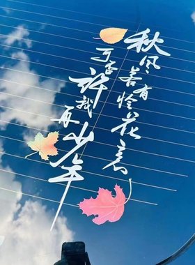 秋风若有怜花意车贴汽车装饰车门后挡风情感励志个性文字文案贴画
