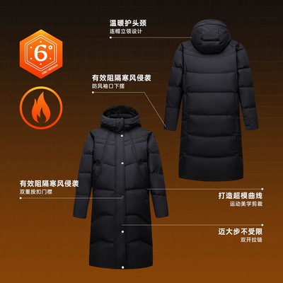 安踏运动女2025冬季新款六度芯防泼水防风中长款羽绒服 162617914