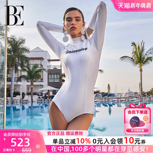 新款 防晒亲肤透气温泉泳装 显瘦长袖 BE范德安联名女士泳衣连体修身
