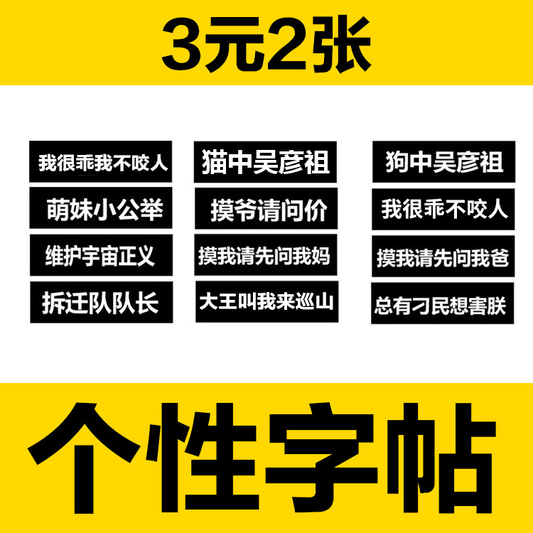 胸背带魔术扣字帖侧贴个性文字1对2张