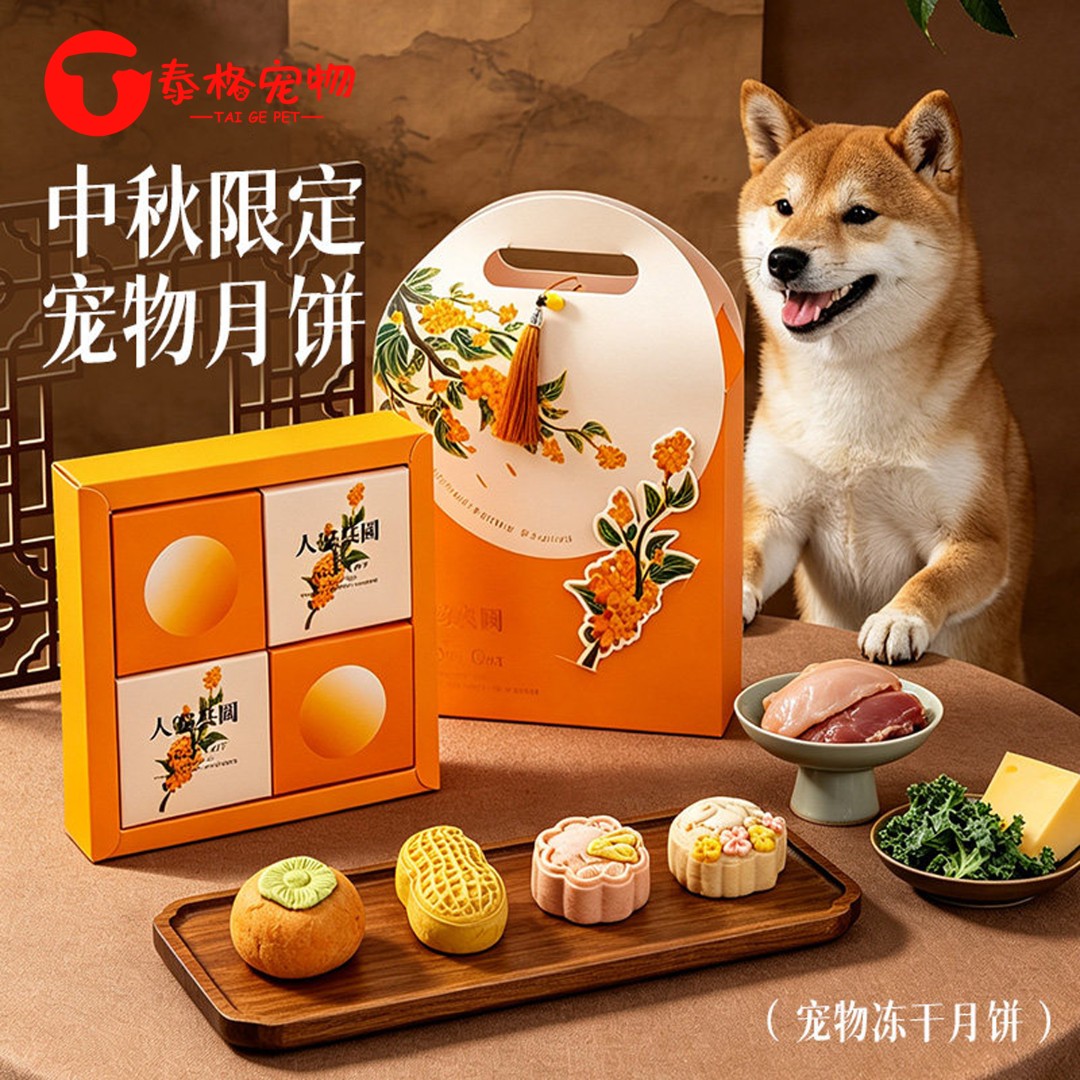宠物中秋月饼冻干生骨肉饼猫咪中秋礼盒训练奖励狗磨牙棒狗狗零食