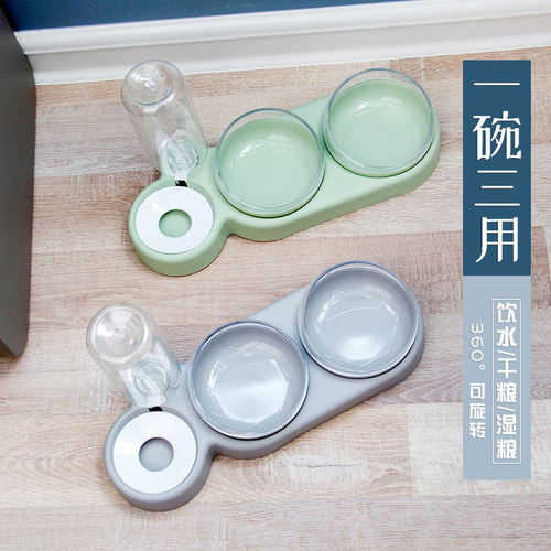 速发猫碗狗碗双碗自动饮水猫食盆防打翻饭盆狗食盆猫咪喝水碗宠物
