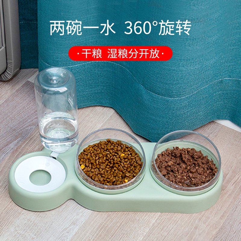 速发猫碗狗碗双碗自动饮水猫食盆防打翻饭盆狗食盆猫咪喝水碗宠物