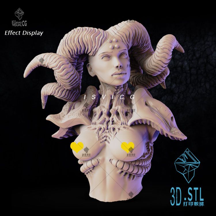 羊人女战士2款3D打印模型stl游戏人物三维立体精雕圆雕图素材文件