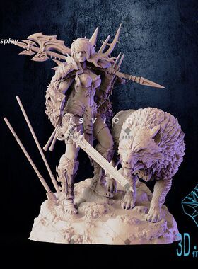 暗黑破坏神II野蛮娘们3D打印模型stl数据文件白胚人物手办服务