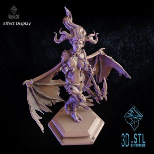 succubus 魅魔 白胚3D打印模型stl游戏人物立体精圆雕图素材文件