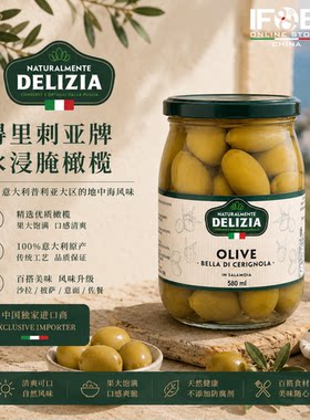 得里刺亚牌水浸腌橄榄580毫升 Delizia Olive B.Di Cerignola
