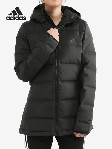 阿迪达斯女保暖连帽鸭绒羽绒服