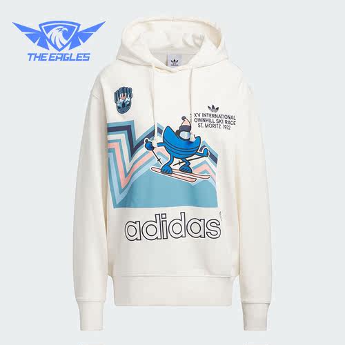 Adidas/阿迪达斯正品三叶草女子时尚印花连帽运动卫衣IT1741